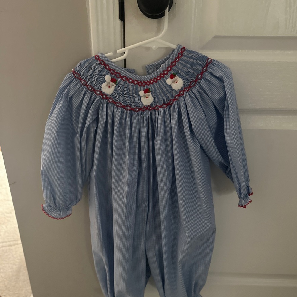 Charming Blue Kids Footie with Red Trim